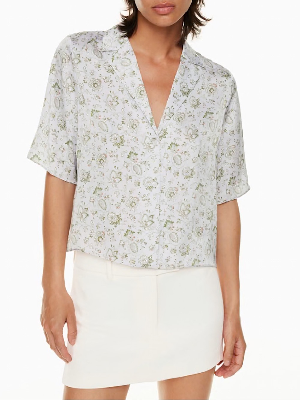 Wilfred Pale Blue Floral Short Sleeve Button-Front Shirt